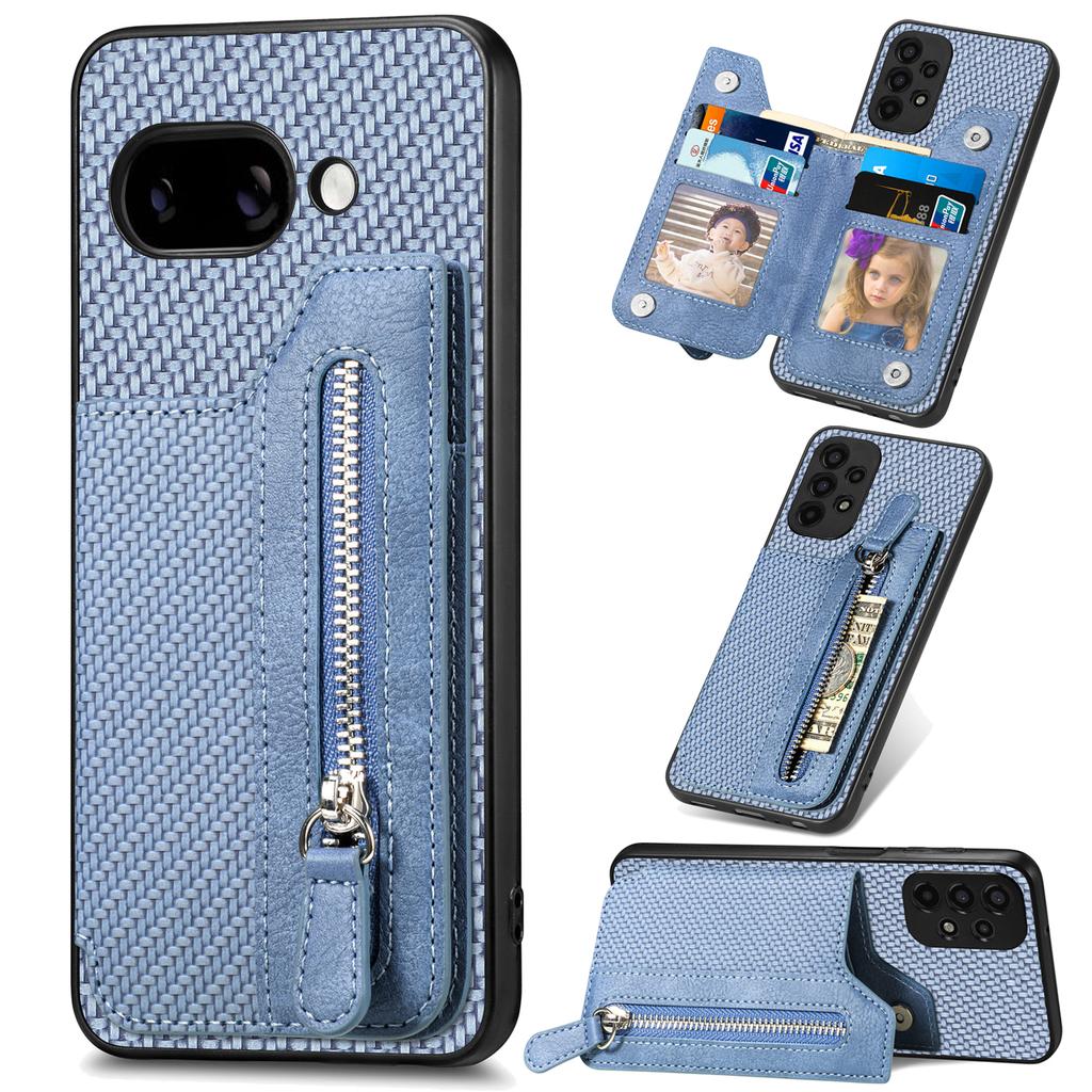 Für Google Pixel 9a Hülle Leder+PC+TPU Reißverschluss-Geldbörse Handyhülle