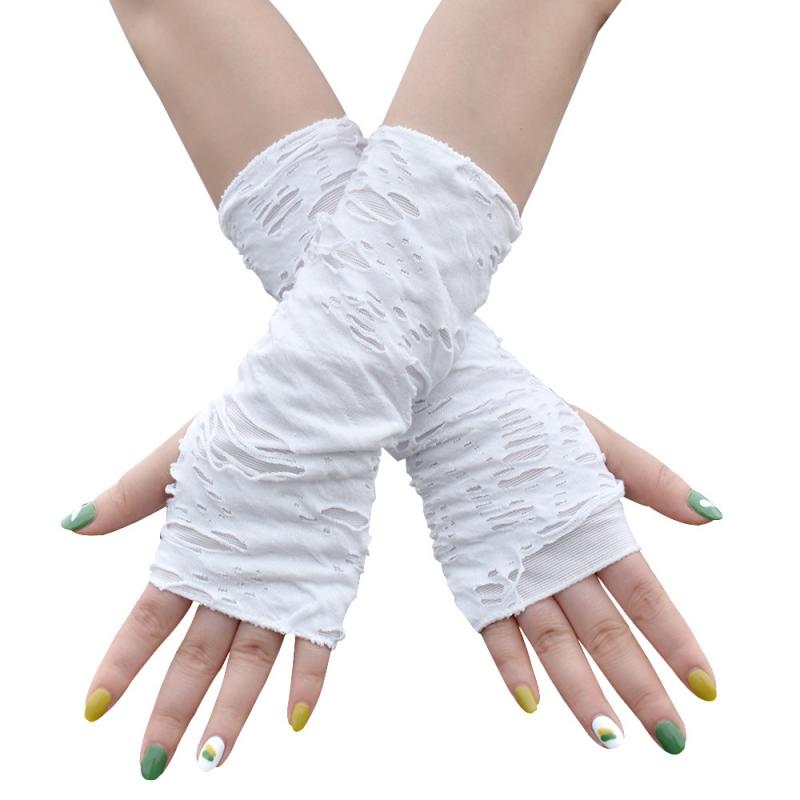 Halloween Handschuhe Mode Cosplay Bettler Schwarz Zerrissene Handschuhe Punk Schwarz Fingerlose Handschuhe Fingerlose zerrissene Handschuhe Deko