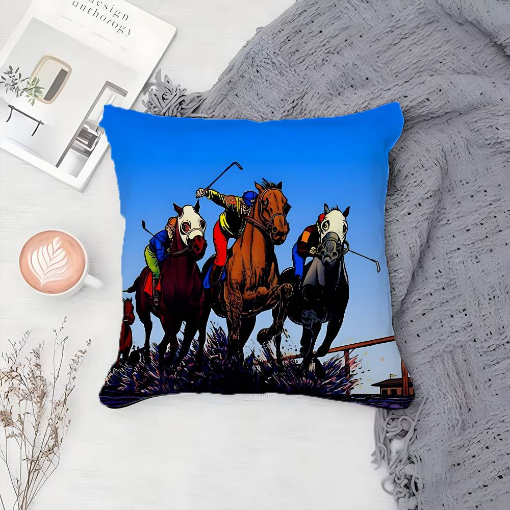 Competition Promotion Horse Racing Pillow Case Printing Pillowcase Living Room Sofa Cushion Cover Bedroom Room Decor