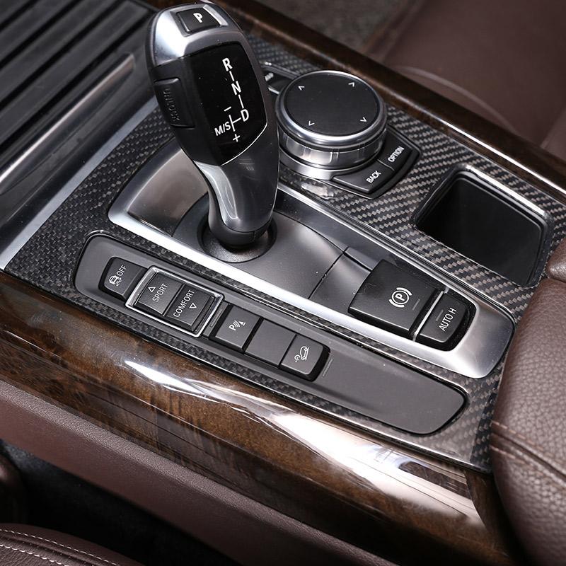 For R H D & L H D Real Carbon Fiber For BMW X5 X6 F15 F16 Car Center Gear Shift Panel Cover Frame Cover Stickers Car Accessories