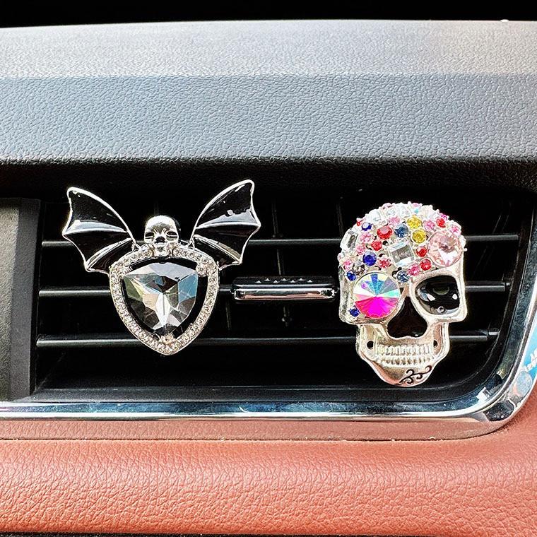 Skull Car Bat Perfume Clip Alloy Rhinestone Vent Air Freshener Car Interior
