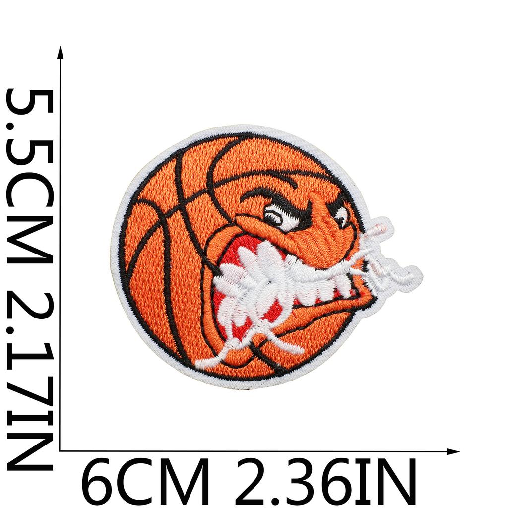 Cartoon Basketball Stickerei Stoff Aufkleber Kinderkleidung Dekorative Flicken Aufkleber Sportball Computer Stickerei Etikett Basketball Stempel Junge