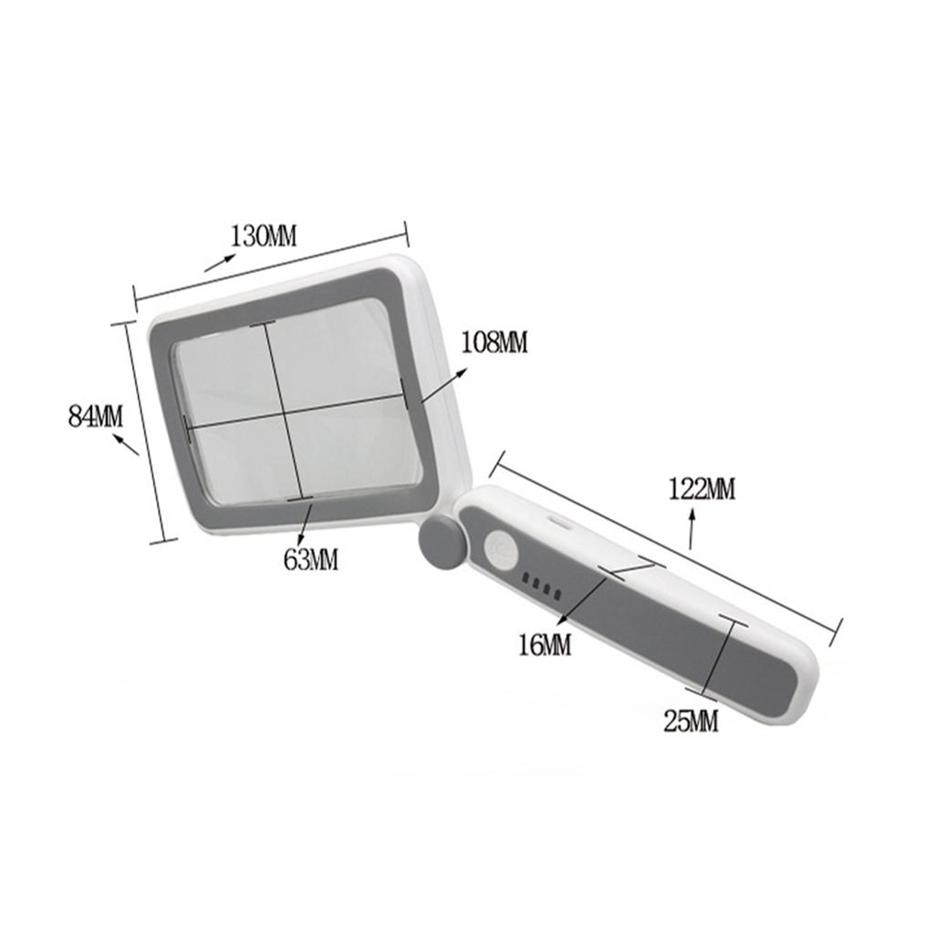 4násobná zvětšovací čočka Ruční lupa na oči Lupa na mince, razítka a šperky LED podsvícená dobíjecí lupa