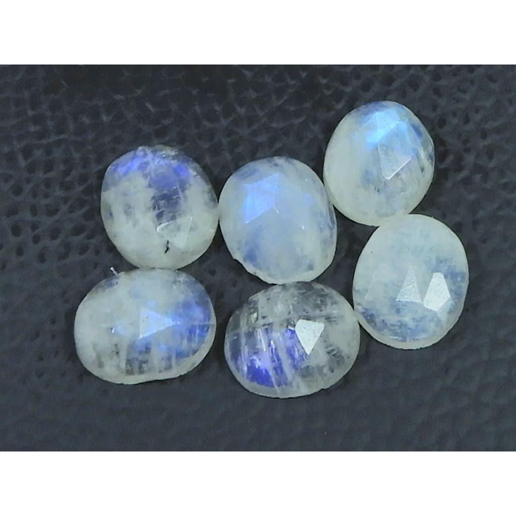 

10X12MM Natural Rainbow Moonstone Checker Cut Oval Cabochon Gemstone 6PcsLot C-1780