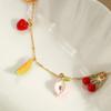 GEMCHIC Women's Stainless Steel Fruit Cherry Apple Charm Bracelet - 18K Gold Plated, Fashion Dainty Jewelry