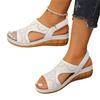Women’s Plus Size Adjustable Strap Hollow Out Casual Round Toe Sandals with Hook and Loop Closure for Summer Comfort