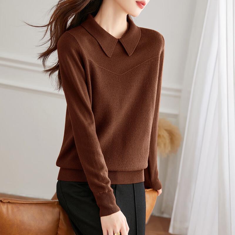Srcr Women's Thick 100% Wool Peter Pan Collar Sweater