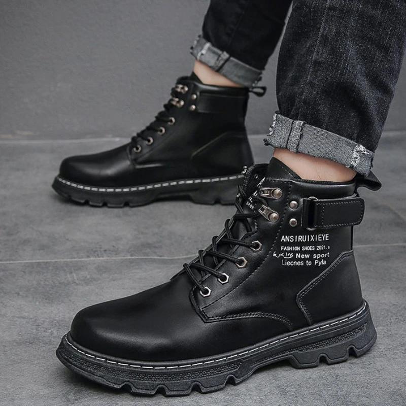 Pánské luxusní boty s vysokým svrškem Pohodlné Vodotěsné Šněrovací Pánské pracovní boty 2024 Módní Protiskluzové Odolné proti opotřebení Pánské ležérní boty