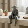 Traditional Chinese Martial Arts Art 3D Printed Ancient Hermit Warrior Figurine, Swordsman Statue with Bamboo Hat, Zen Tea Table Ornament Mini Desktop