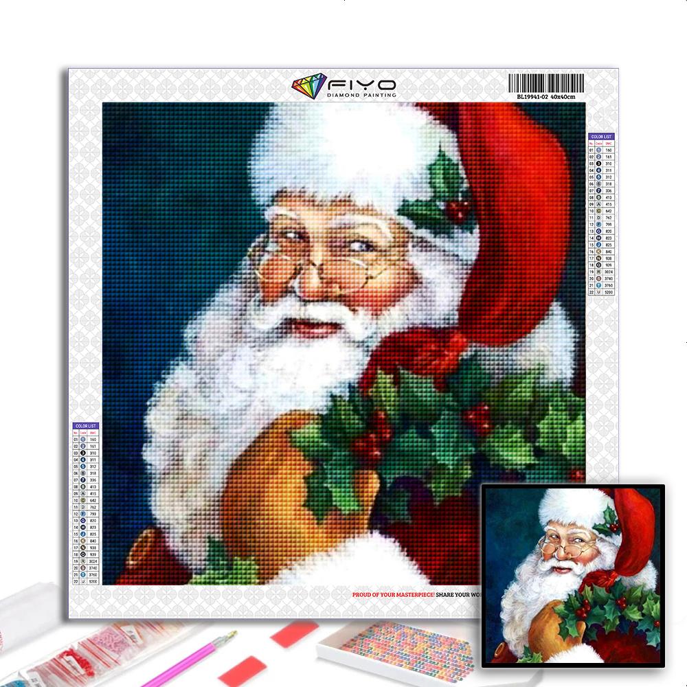 

5D Diy Алмазная картина Рождественская елка Санта-Снеговик Вышивка крестом Полный Алмазная вышивка Мозаика Full Round 40X40CM