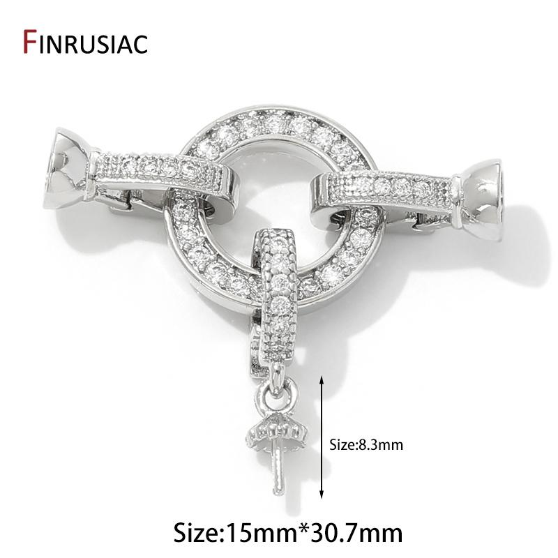 18K Gold Plated Brass Lock Clasps With Pearl Pendant Mounting Findings,Fasteners For Bracelets,Connectors For Jewelry Making