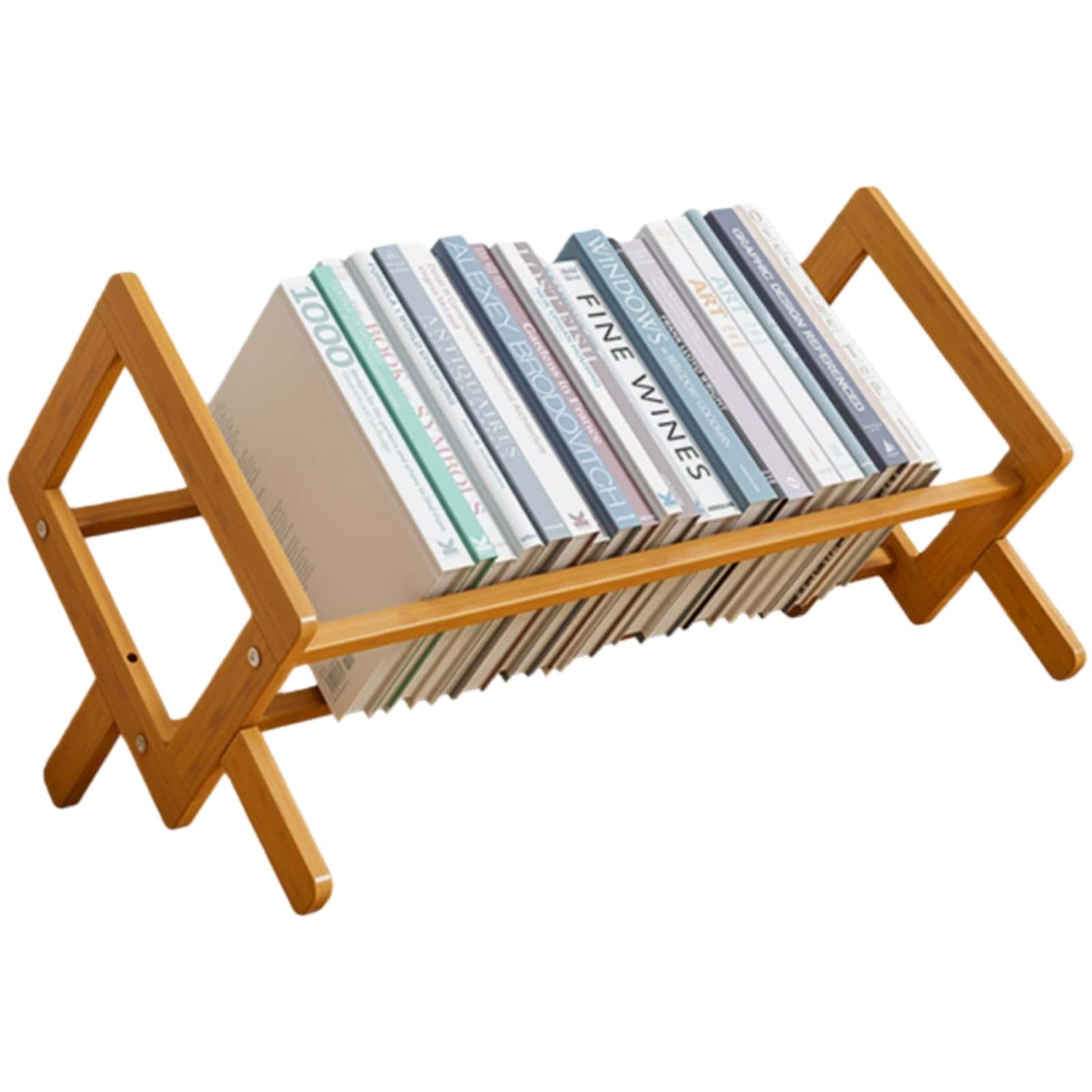 buuyyaa Desk Tabletop Wooden Book Storage CD Tidy Book Desk Storage Rack Bookshelf, Shelf, Shelf, Stand, Rack, Rack, Stand, (262822)
