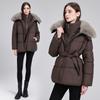 Europe and the United States new tops fake two waist thickened large fur collar women's coat tide
