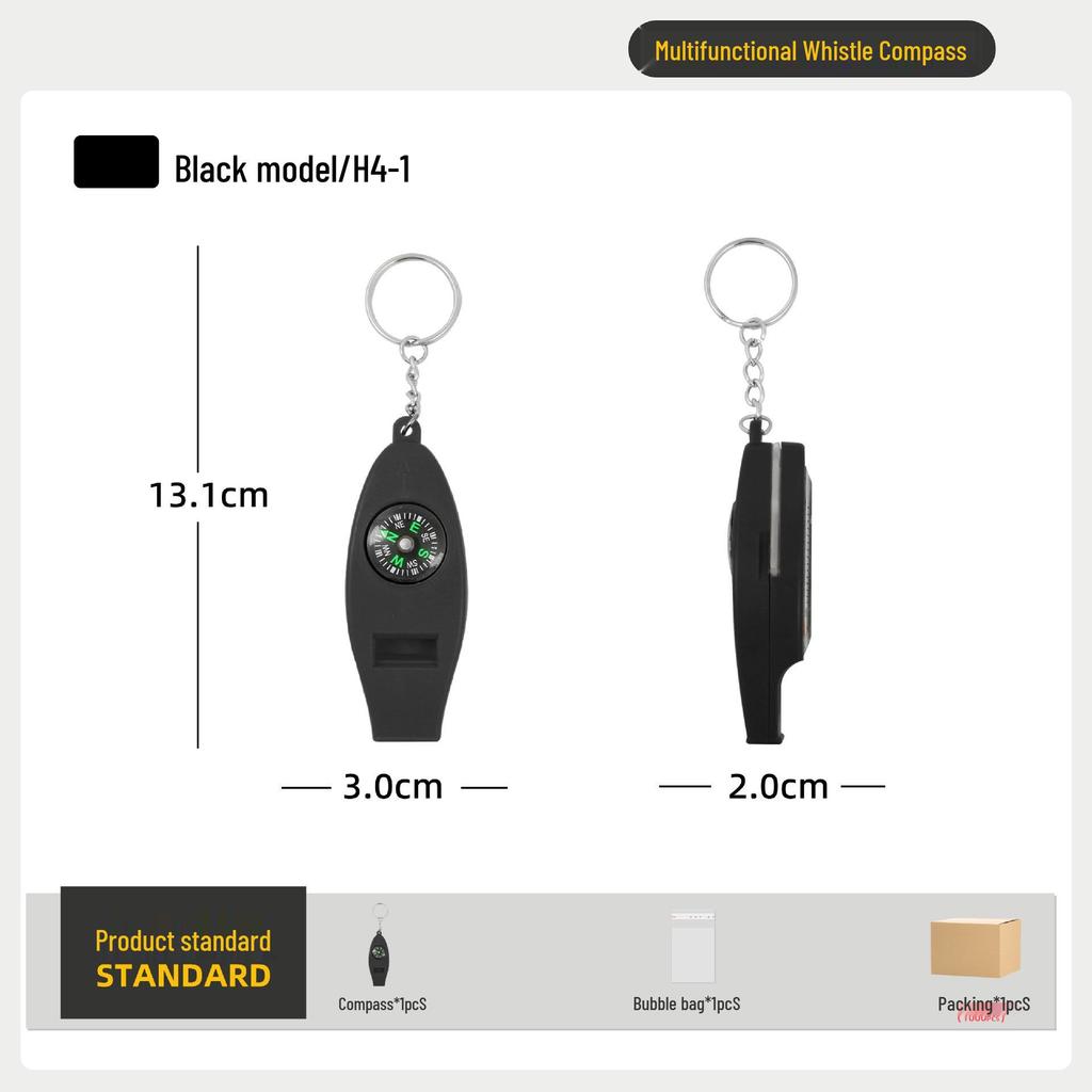 Multifunktionaler Outdoor-Kompass: 7-in-1 Studenten-Lehrhilfe mit Pfeife, LED-Licht und Thermometer.