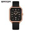 Sanda Quartz Retro Square Watch: Simple Bar Index, Calendar, Waterproof, Business Casual, Unisex Strap