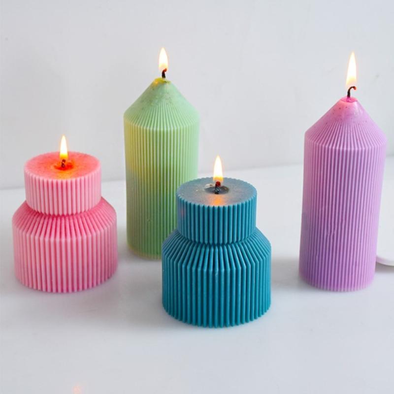 Geometric Striped Mold Cylindrical Silicone Molds DIY Cake-Decor X3UC