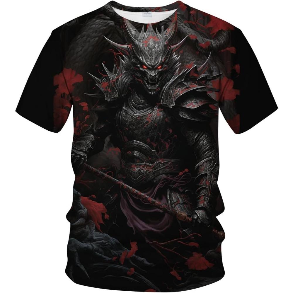 

Мужская рубашка Dragon Warrior с 3D-принтом в стиле хиппи, футболка с забавным графическим принтом, летние топы 6XL чёрный