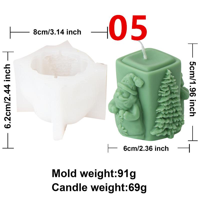 

Christmas Silicone Candle Mold Santa Claus Christmas Tree Cylinder Shape DIY Aromatherapy Candle Mold Gypsum Home Decoration