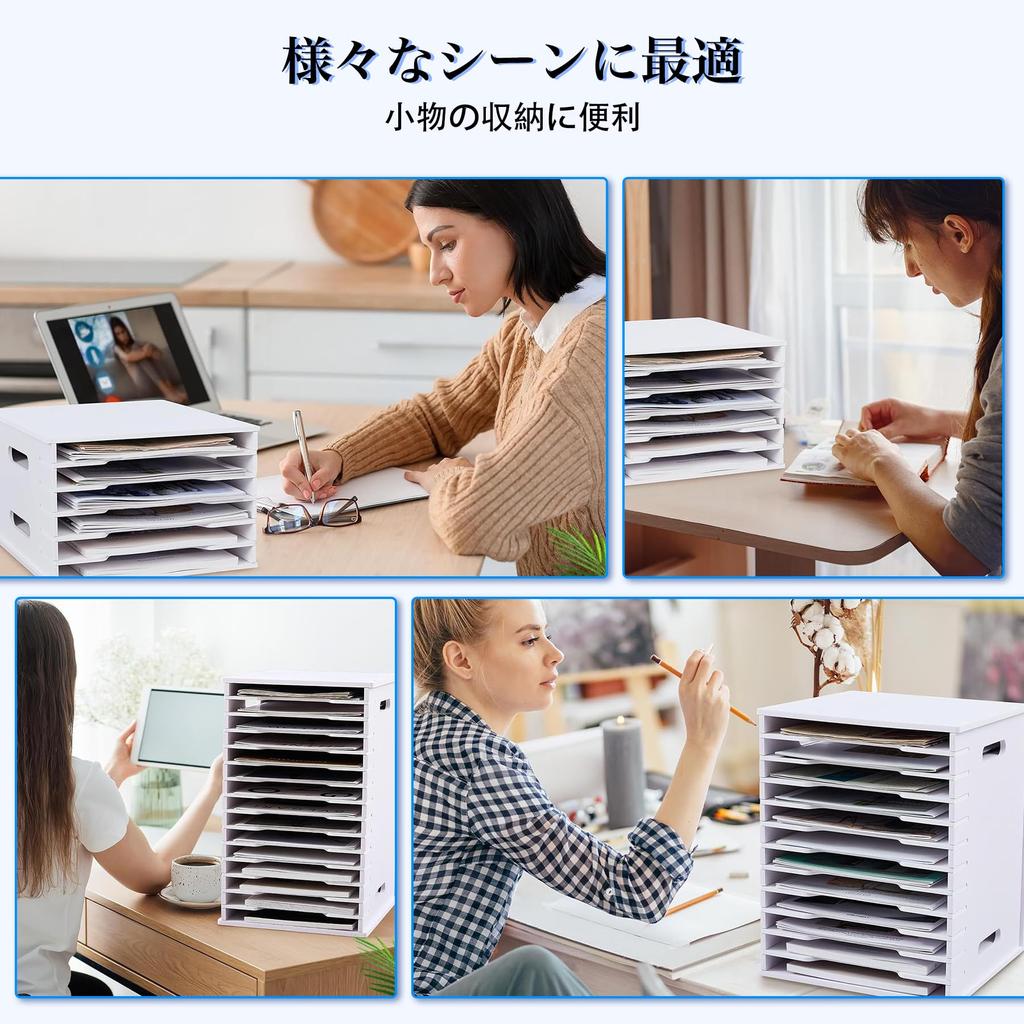 CZEAR Letter Case, A4 Size, Clear Envelope Storage, Desktop, Shallow, White, Ultra-Shallow, 12/15 Tiers (White, 26*29*33cm (12 Tiers))