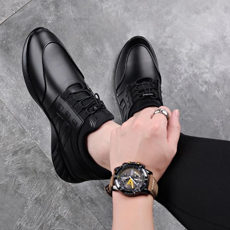 Leather large size heightening men's shoes 6cm summer mesh breathable casual sports shoes 8cm invisible inner heightening leather shoes men