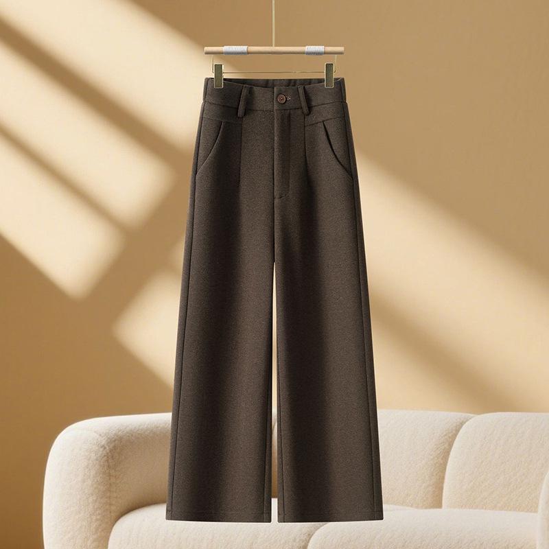 

Women s Woolen Straight-Leg Pants - Autumn/Winter 2025 New Collection, Thick Nine-Point and Glutinous Wide-Leg Design S - 26
