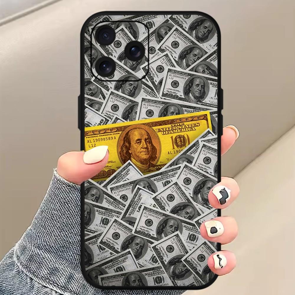 Luxury Funny Dollar US Phone Case For iPhone Mini 11 12 13 14 15 Pro XS Max X Plus SE XR Black Soft Shell