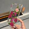 Square Back Tube Protection Clear Case For iPhone 11 13 16 ProMax 15 Plus 14 Pro Max 12 Anti-Oxygen,Full Screen Rose Pattern Casing