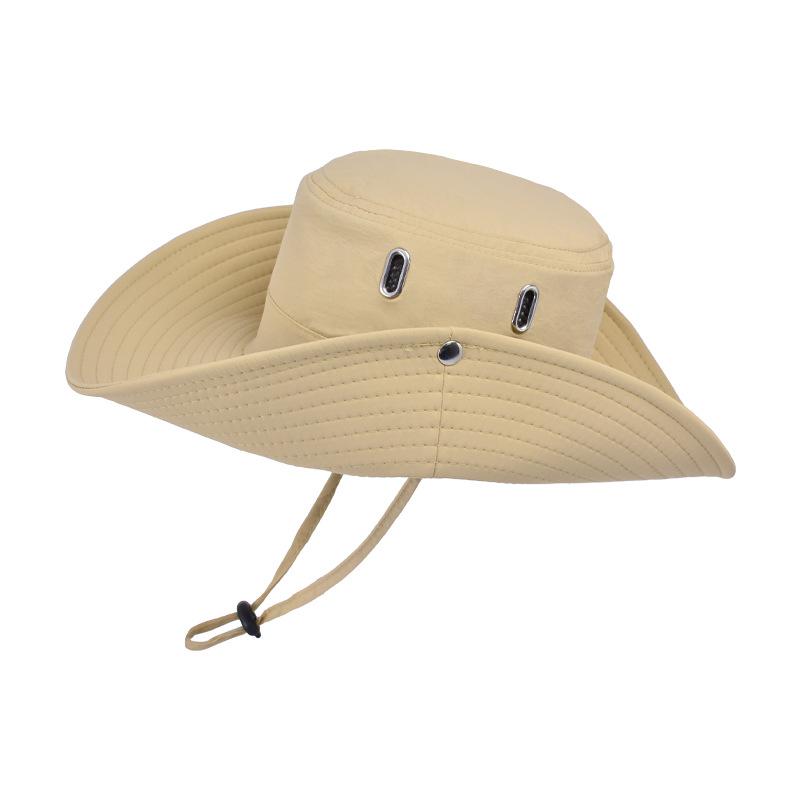 

Summer men s breathable sun hat outdoor fishing hat sun protection solid color bucket hat big eaves travel hats бежевий