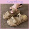 Fashionable Soft Comfortable Flat Slide Sandals For Women Casual Summer Style In Khaki Beige Black