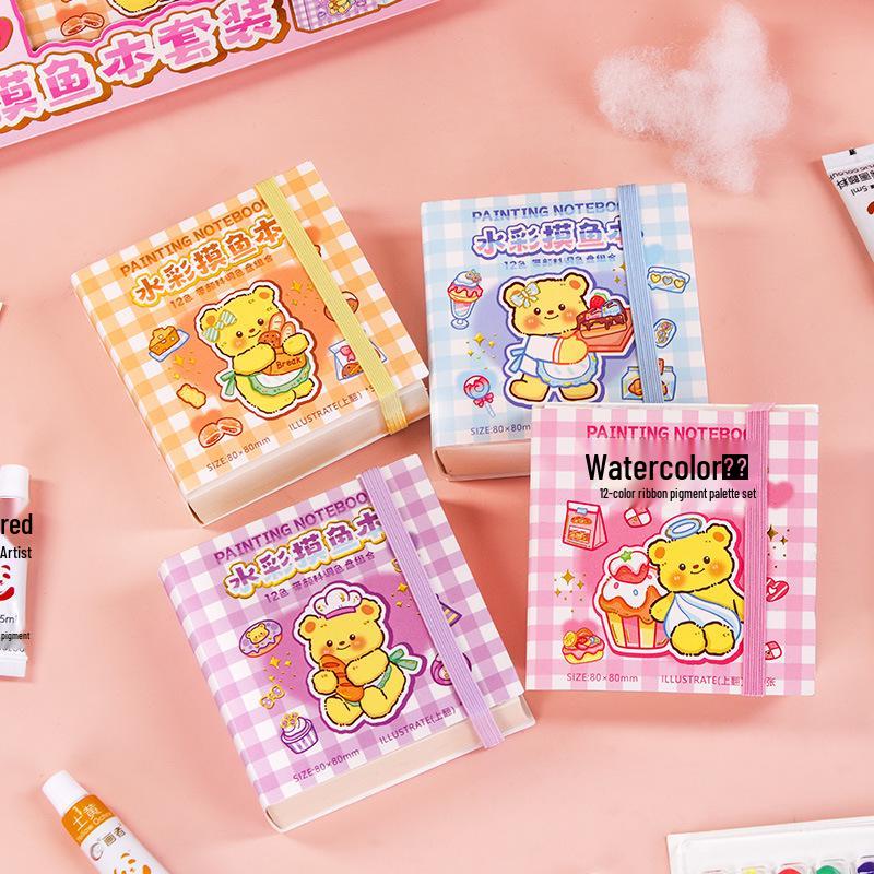 Wheat Youth Watercolor Fish Stationery Set: Gift Box for Students with Notebook and Tools