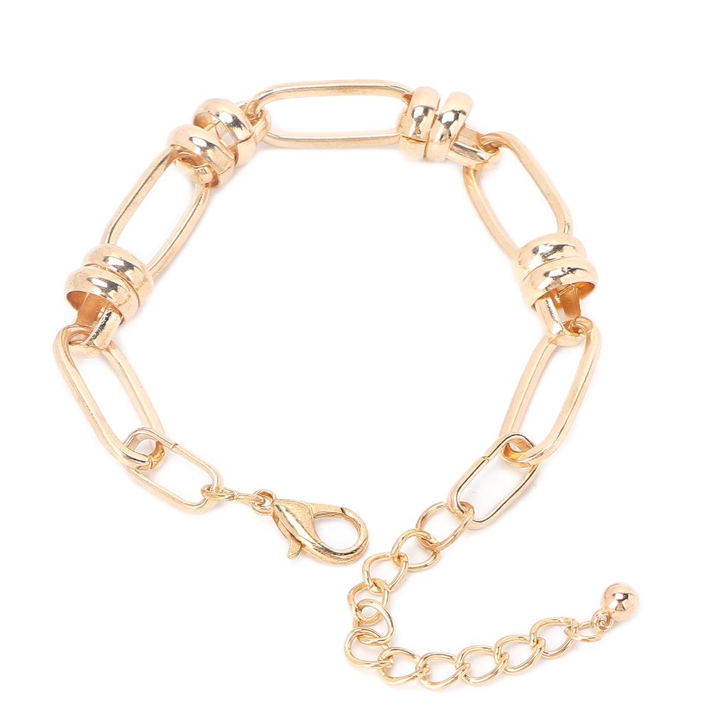 Chain Bracelet Alloy Gold Bracelet Simple Oval Hollow Bracelet Jewelry for Women