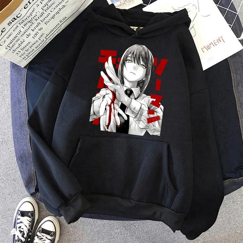 Motorová pila Anime Dámské Mikiny s kapucí s klokaní kapsou Harajuku Dámský Rukáv Pulovr Ležérní Streetwear Oblečení Topy Estetické Oblečení