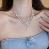 Luxury Pearl Rhinestone Necklace Beads Pearl Collarbone Chain Fashion Double Layer Necklace  Gift