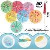 Cocktail Umbrellas - 50PACK Drink Umbrellas for Drinks, Paper Mini Umbrella for Drinks Hawaiian Cupcake Toppers Cocktail Garnishes Colorful Paper