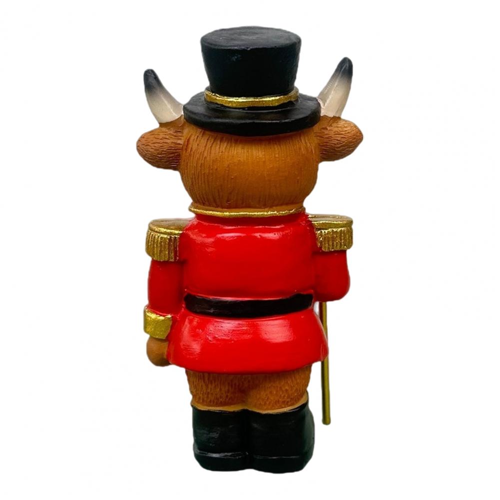 Highland Cow Ornament Desktop Figurine Christmas Nutcracker Highland Cow Figurine Santa Claus Resin Statue Highland for Home