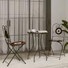 VidaXL Bistro Set Terracotta White Iron and Ceramic Mosaic, Bistro Set, Outdoor Bistro Set, 3216355