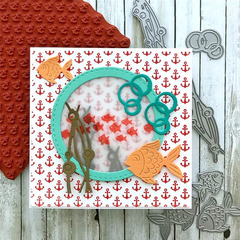 3 ks/sada Kovové vyřezávací raznice Scrapbooking Pro výrobu karet DIY embosovací řezy Vysekávací raznice Malé ryby