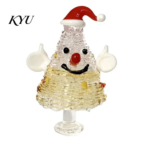 Miniature Xmas Tree Figurine Glazed Christmas Figurine, Colorful Decor, Handcrafted Glass Craft for Display Table Centerpiece Home Office Holiday