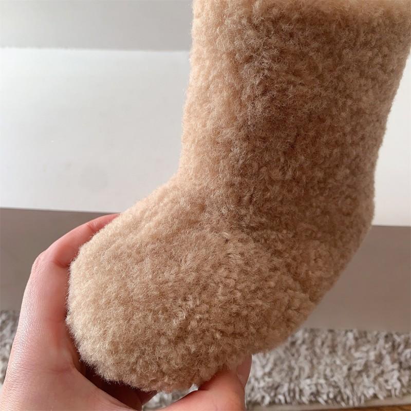 Girls Winter Snow Boots Toddlers Kids Warm Fleece-Lined Short Ankle In PU Leather Rubber Sole
