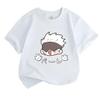 Kids Boys Girls 100% Cotton Crew Neck Short Sleeve T-Shirt, Cute Jujutsu Kaisen Satoru Gojo Cartoon Print Casual Soft Breathable Summer Top for Daily