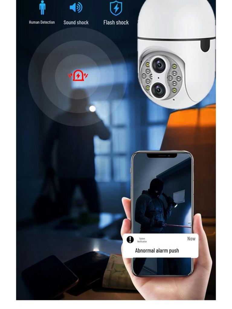 360° WiFi Dual-Screen E27 Bulb Camera: High-Definition Home Surveillance with Full-Color Capability