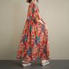 DIMANAF Neu 2026 Sommer Strand Damen Übergröße Vintage Dame Langes Kleid Locker Übergröße Maxi Blumenmuster Baumwolle Sommerkleid