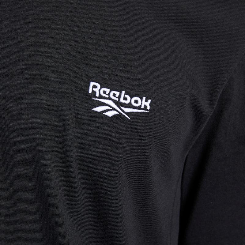 Reebok Side Logo Print Crew Neck Casual Short Sleeve T-Shirt Unisex Tops Black FK2516