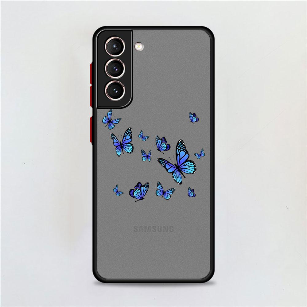 Flowers Heart Matte Case For Samsung Galaxy S22 S20 S21 FE S10 S9 Plus S8 Capa Note 20 Ultra 10 Lite Phone Fundas