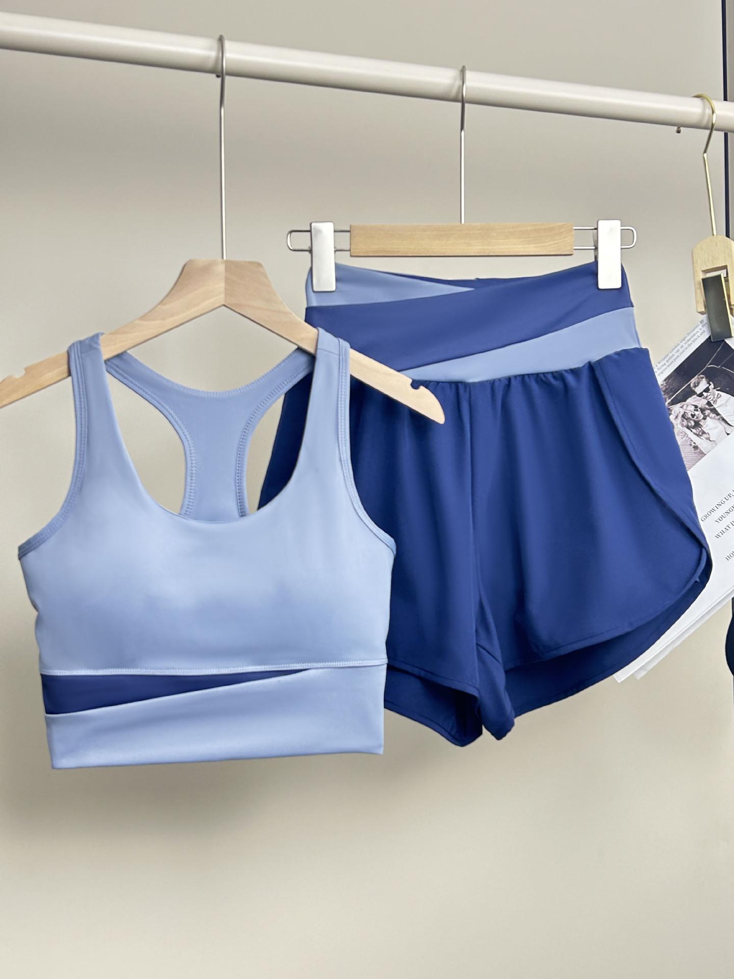

JYL Yoga Shorts Trousers Suit Removable Cup Shockproof Camisole High Elastic Fitness XXL бежевий