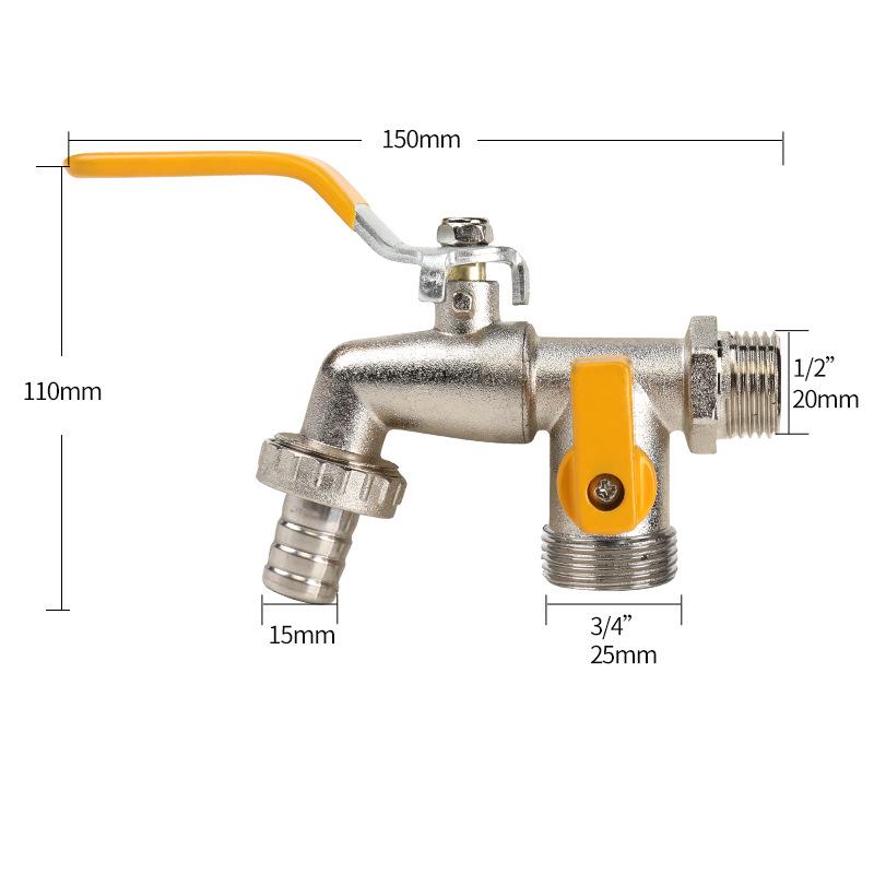 Black-Plated Zinc Alloy Double Outlet Garden Faucet