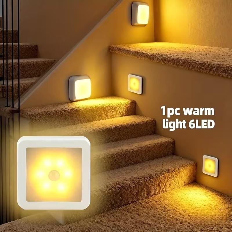 Human Motion Sensor LED Night Light Ideal for Staircases, Car Interiors, Cabinets, Bedside Tables, Hallways, and Kitchens