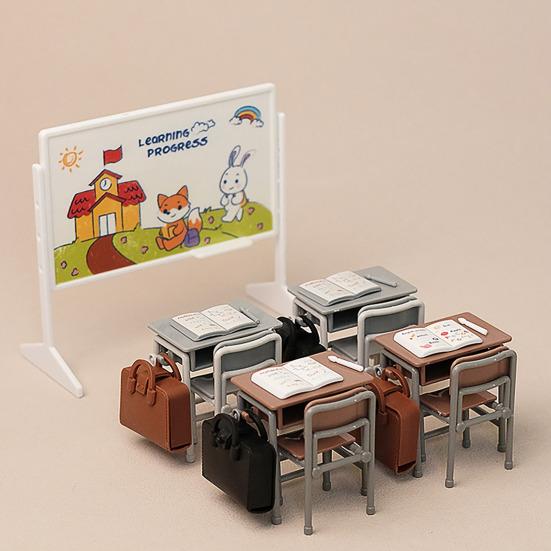Doll House Ornament, Desk Chair School Bag Dollhouse Ornament, Realistic Doll House Accessories for Toddlers Pretend Play Toys