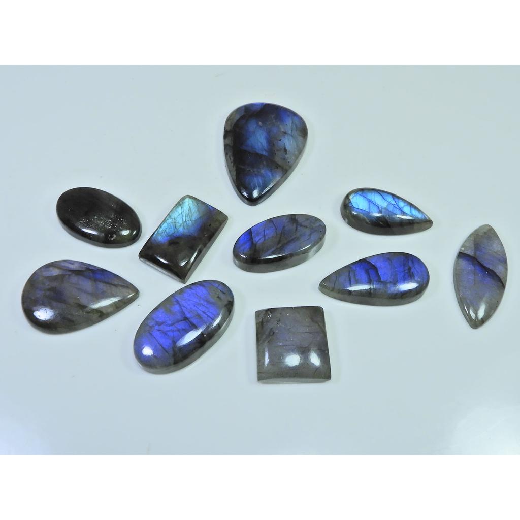 269Cts.Natural Labradorite Blue Flash Mix Cabochon Loose Gemstone 10Pcs Lot LL-1026