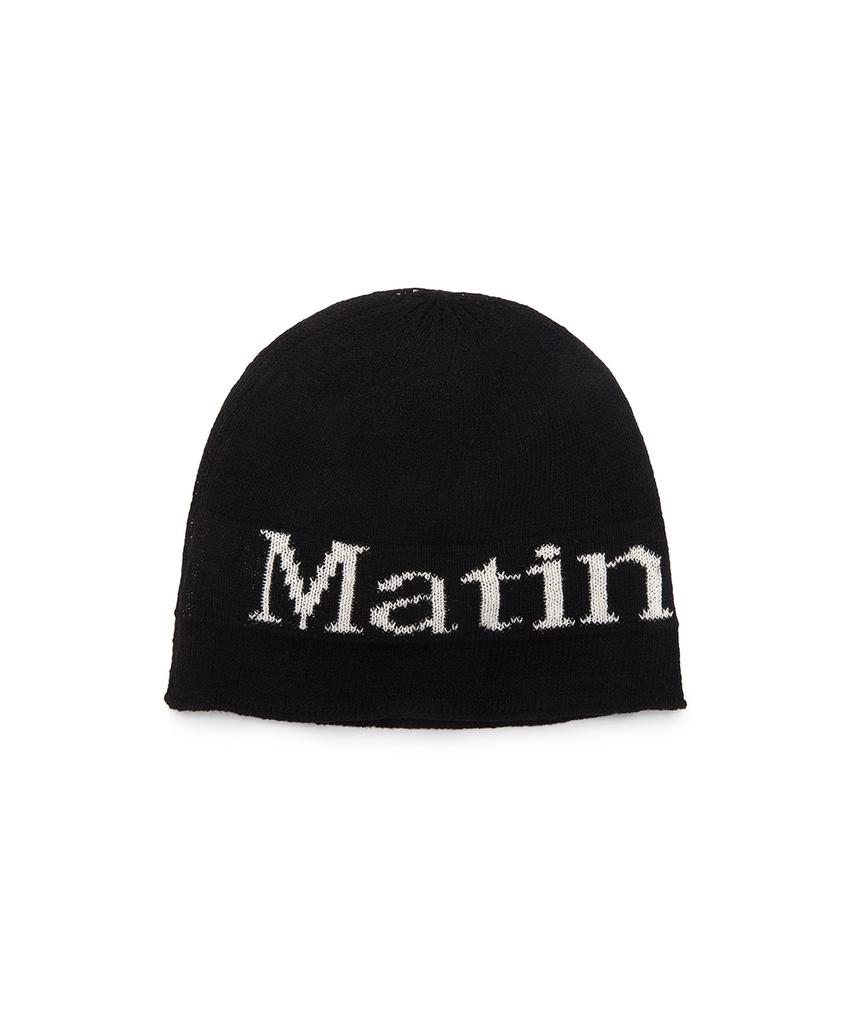 Mattengkim Logo Linen Short Beanie In Black